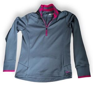 NIKE GOLF LADIES DRI-FIT 1/2-ZIP COVER-UP dark grey/ fuschia Medium